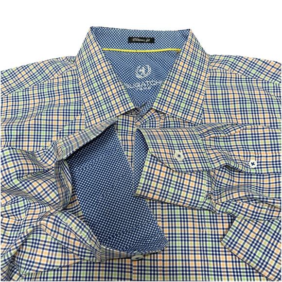 Bugatchi Uomo Mens Dress Shirt Size XL Plaid Classic Fit Button Up Cotton - Picture 1 of 9